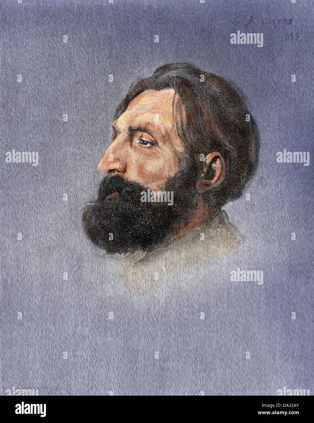 Portrait du sculpteur Auguste Rodin. Gravure sur bois couleur numérique ...