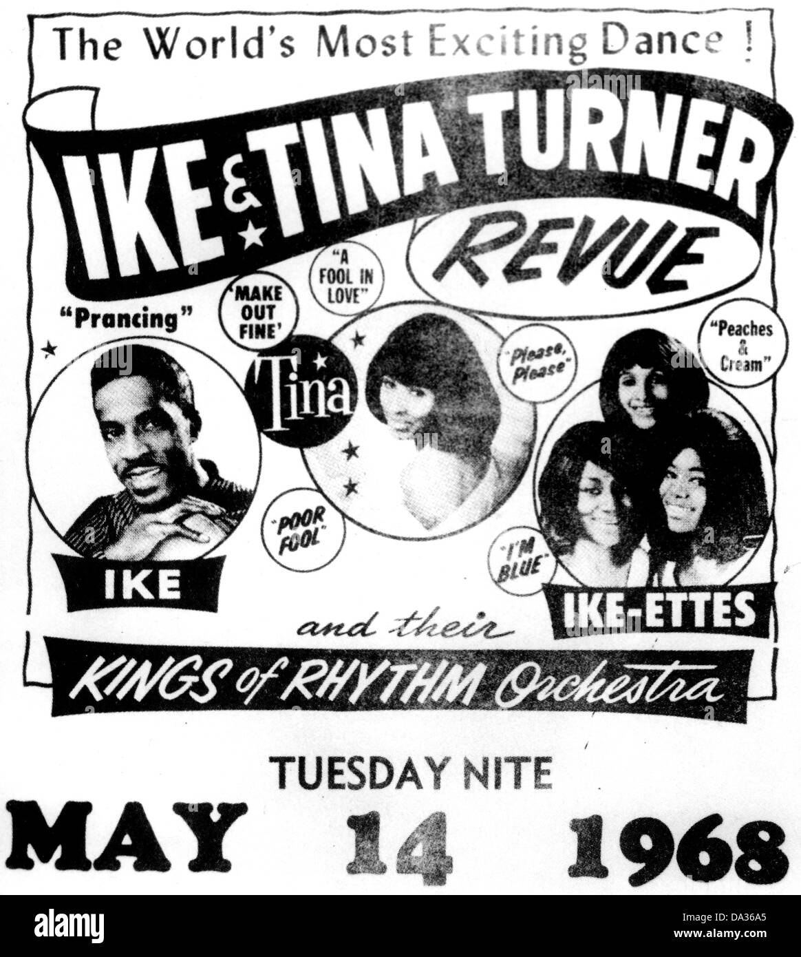 IKE et Tina Turner annonce pour mai 1968 show à St.Louis, USA Banque D'Images
