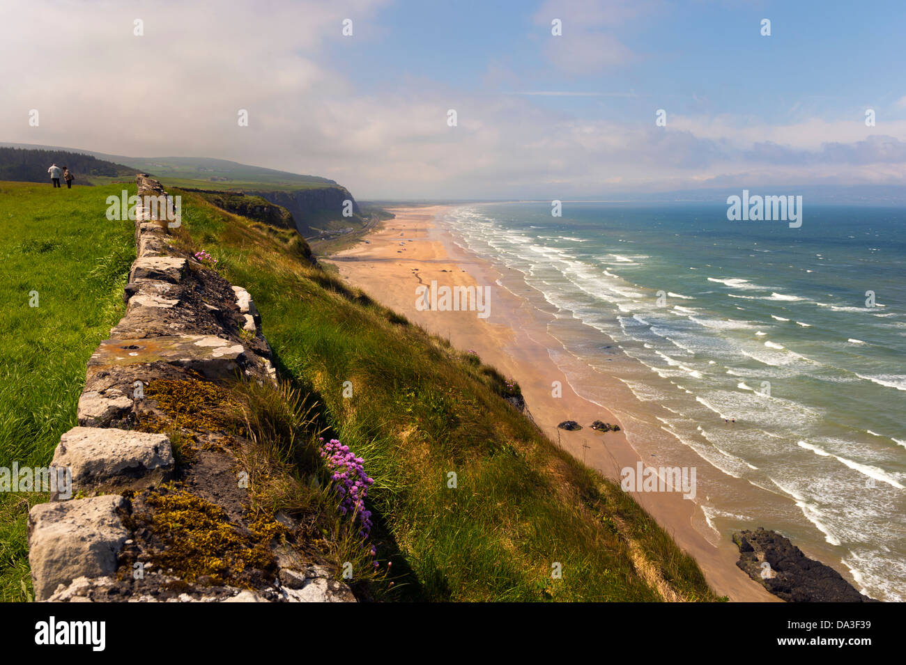 La descente pittoresque plage drapeau bleu, le comté de Londonderry, Irlande du Nord, Royaume-Uni Banque D'Images