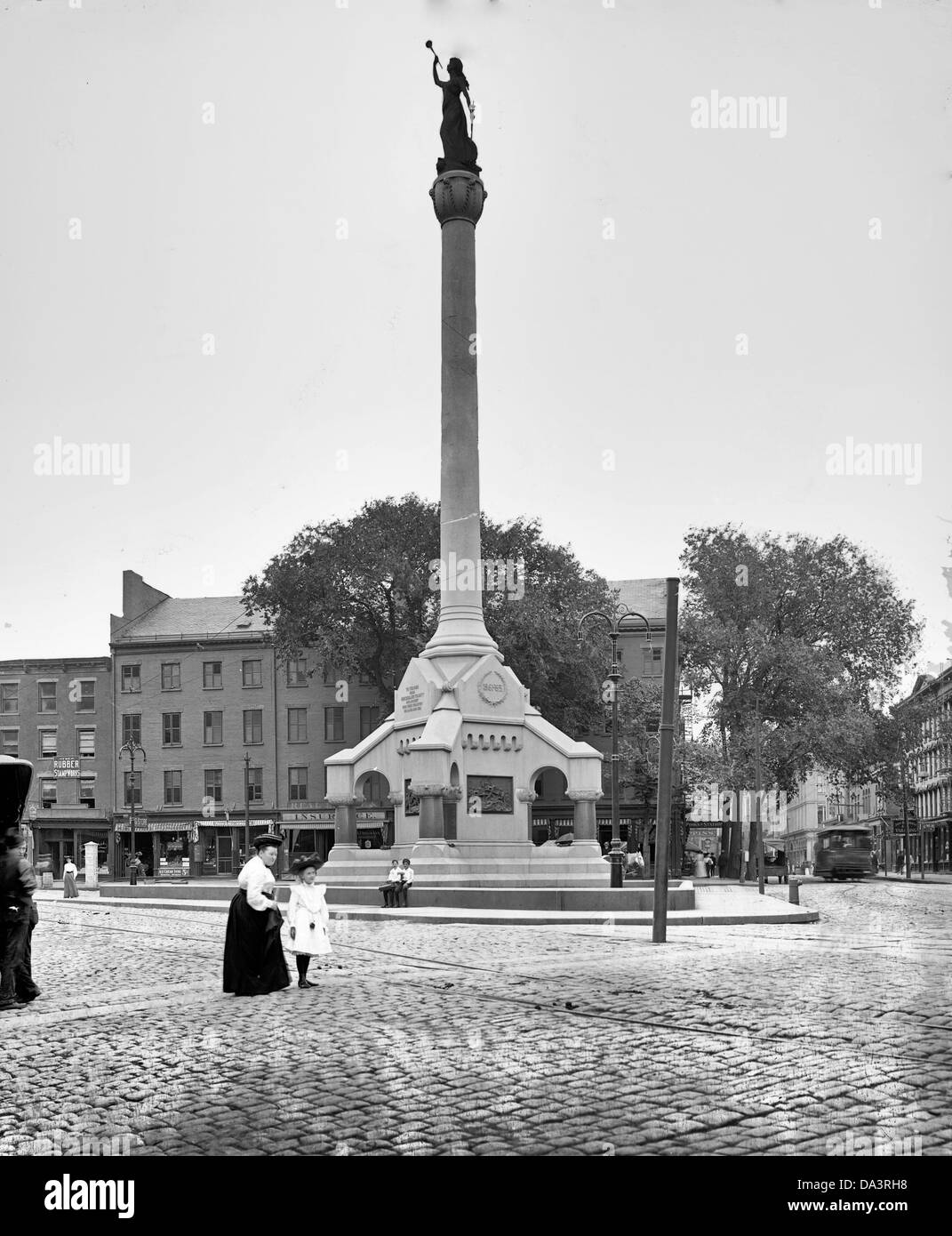 Monument du soldat, Troy, New York, vers 1905 Banque D'Images