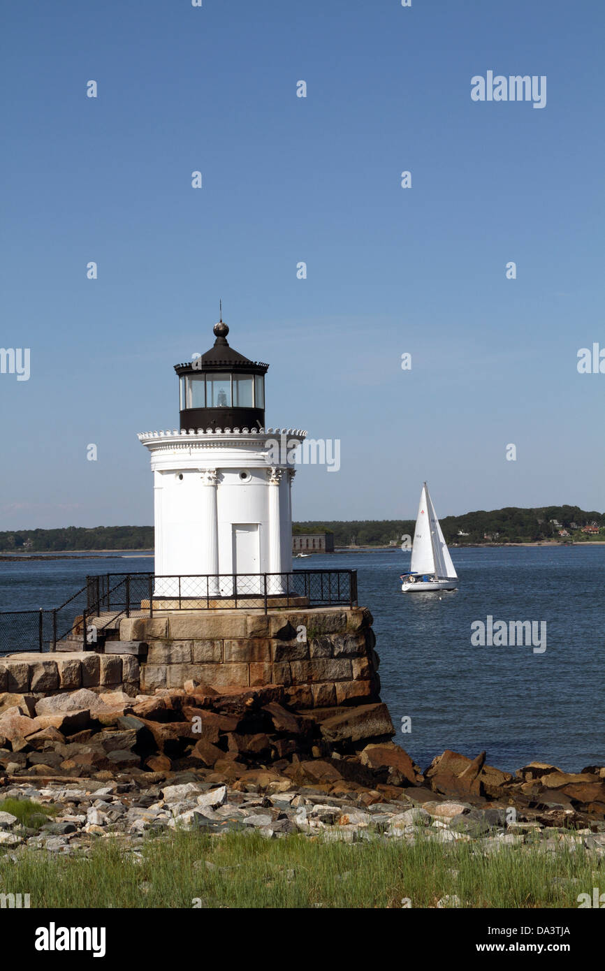 Également appelé phare de Portland Breakwater Light Bug se trouve dans la ville de South Portland et le sida la navigation pour le port de Portland Banque D'Images