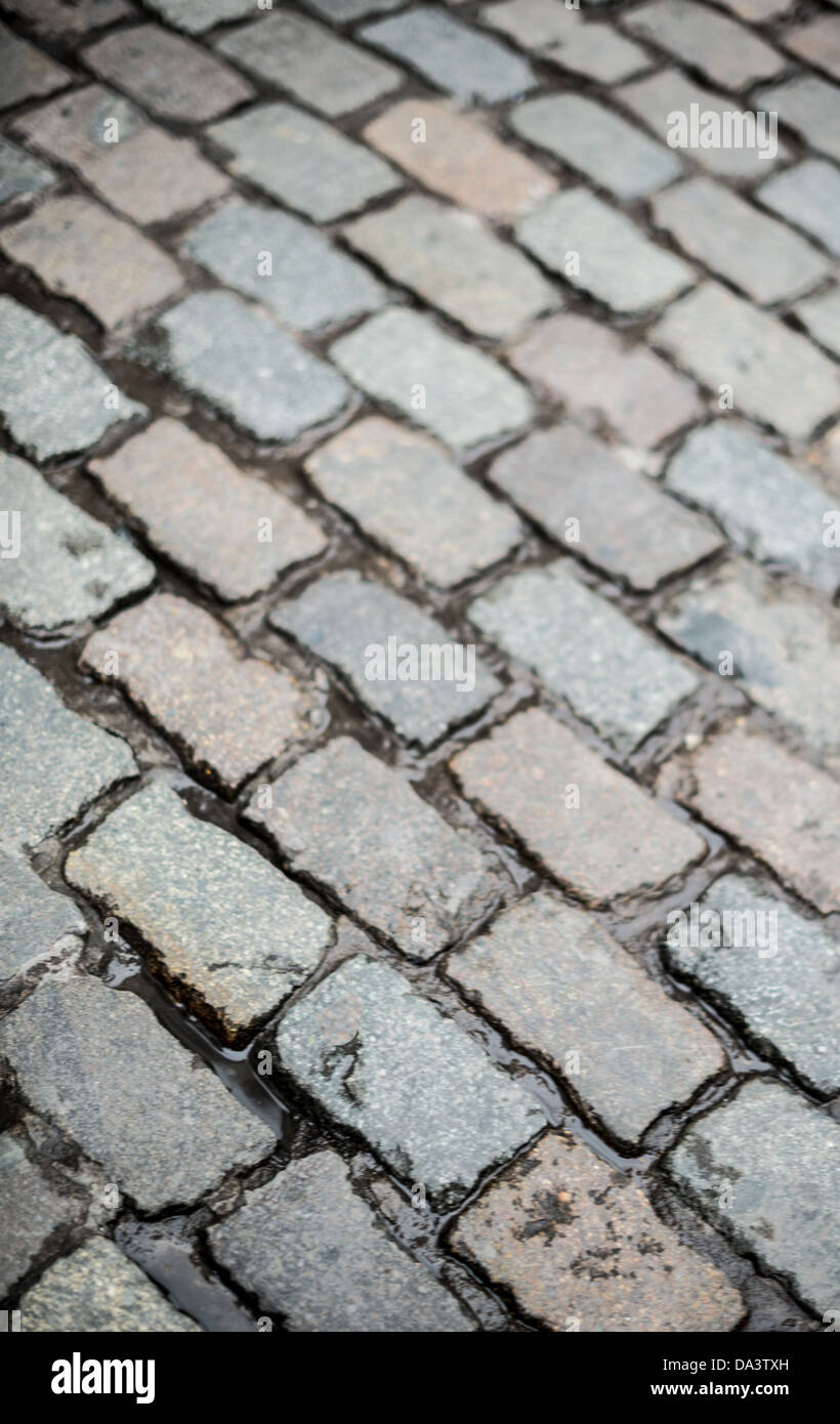 Rues pavées Bruxelles Belgique // rues pavées à Bruxelles, Belgique. Banque D'Images