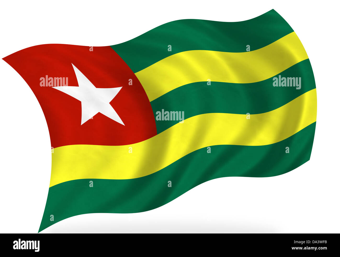 Drapeau Togo, isolé Banque D'Images