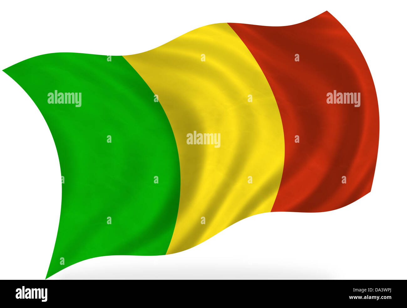 Drapeau Mali, isolé Banque D'Images