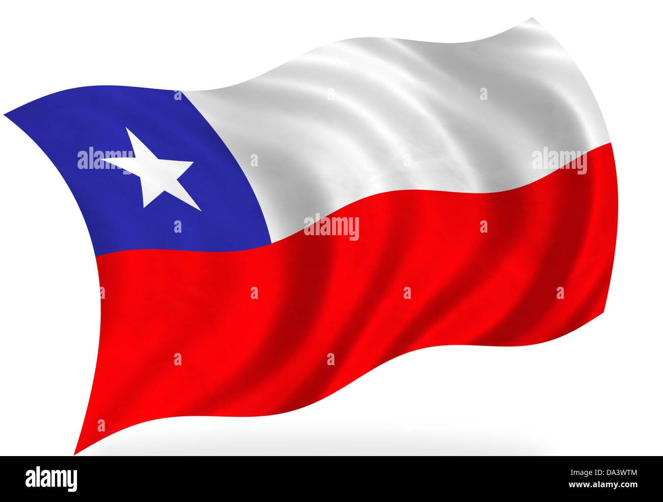 Drapeau du Chili, isolé Banque D'Images