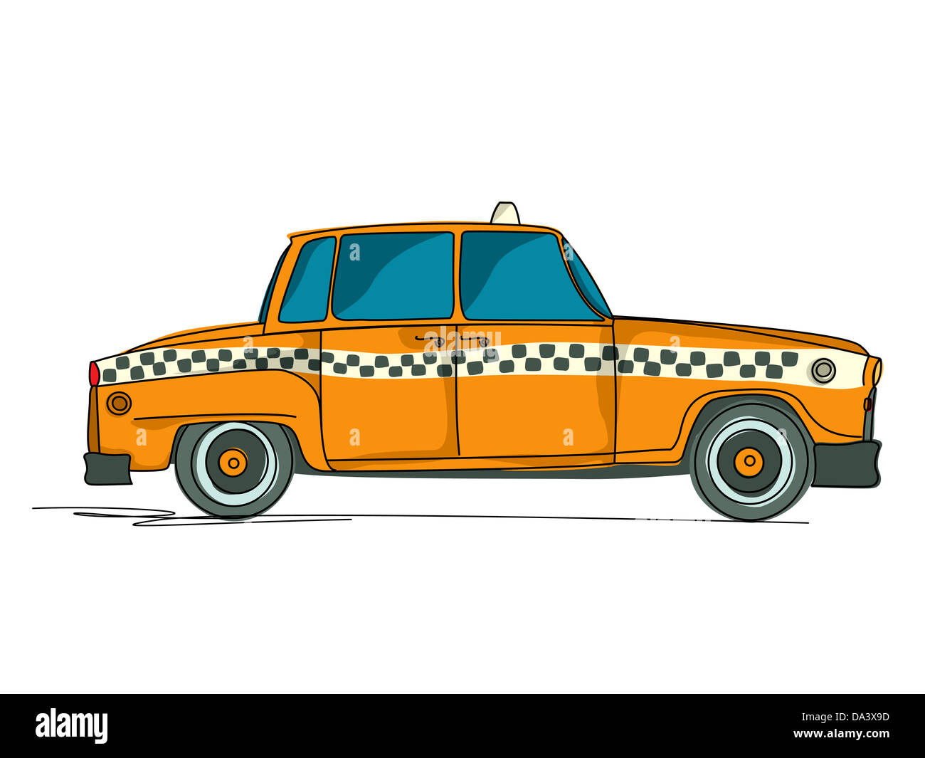 Cartoon yellow cab contre fond blanc Banque D'Images