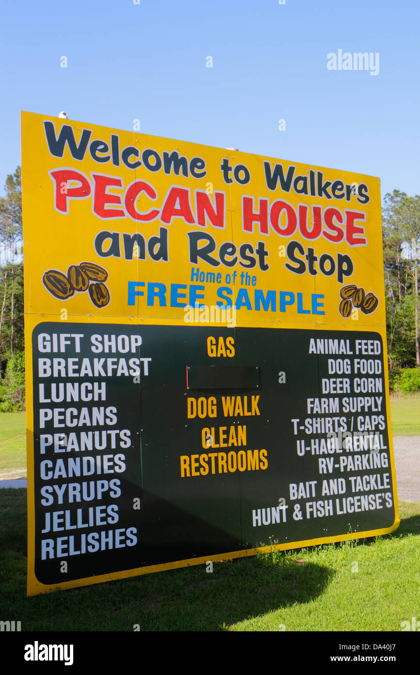 Florida Lamont,Highway route 98,Walker's Pecan House and Rest Stop,échantillons  gratuits,produit,panneau,logo,les visiteurs voyagent tour touris Photo  Stock - Alamy