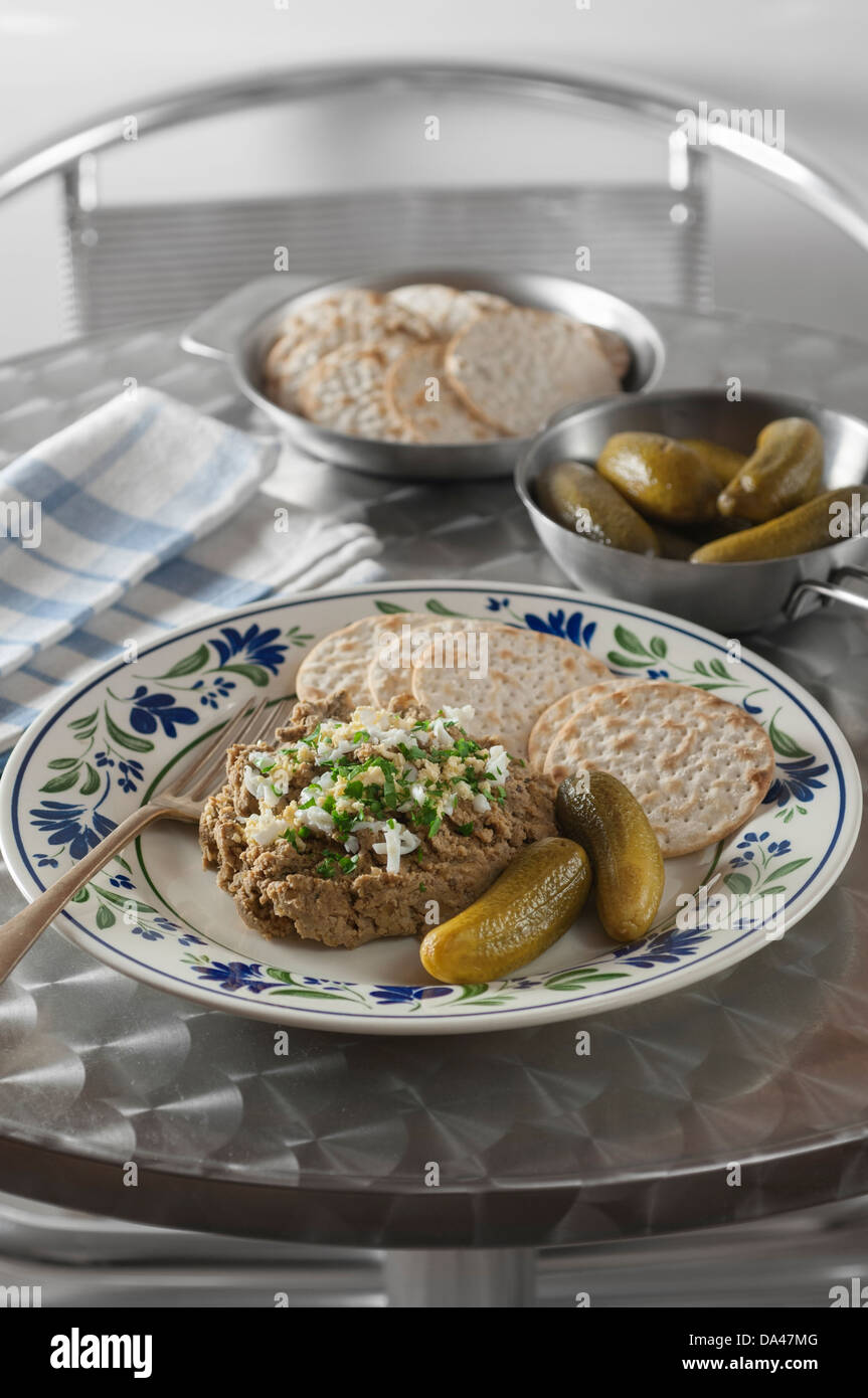 Poireaux matzo les craquelins et marinades Banque D'Images