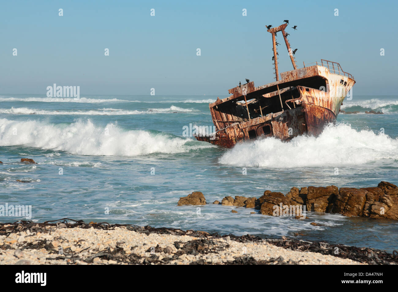 Naufrage près de cap Agulhas, le point le plus au sud du continent africain, Western Cape, Afrique du Sud Banque D'Images