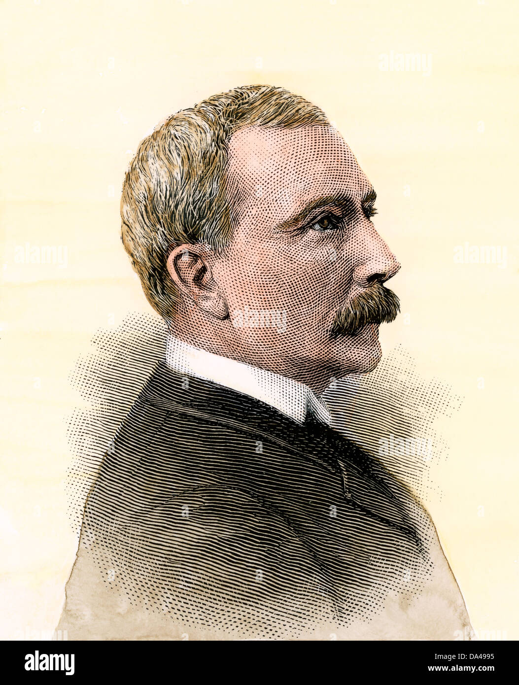 Portrait de John D. Rockefeller, 1880. À la main, gravure sur bois Banque D'Images