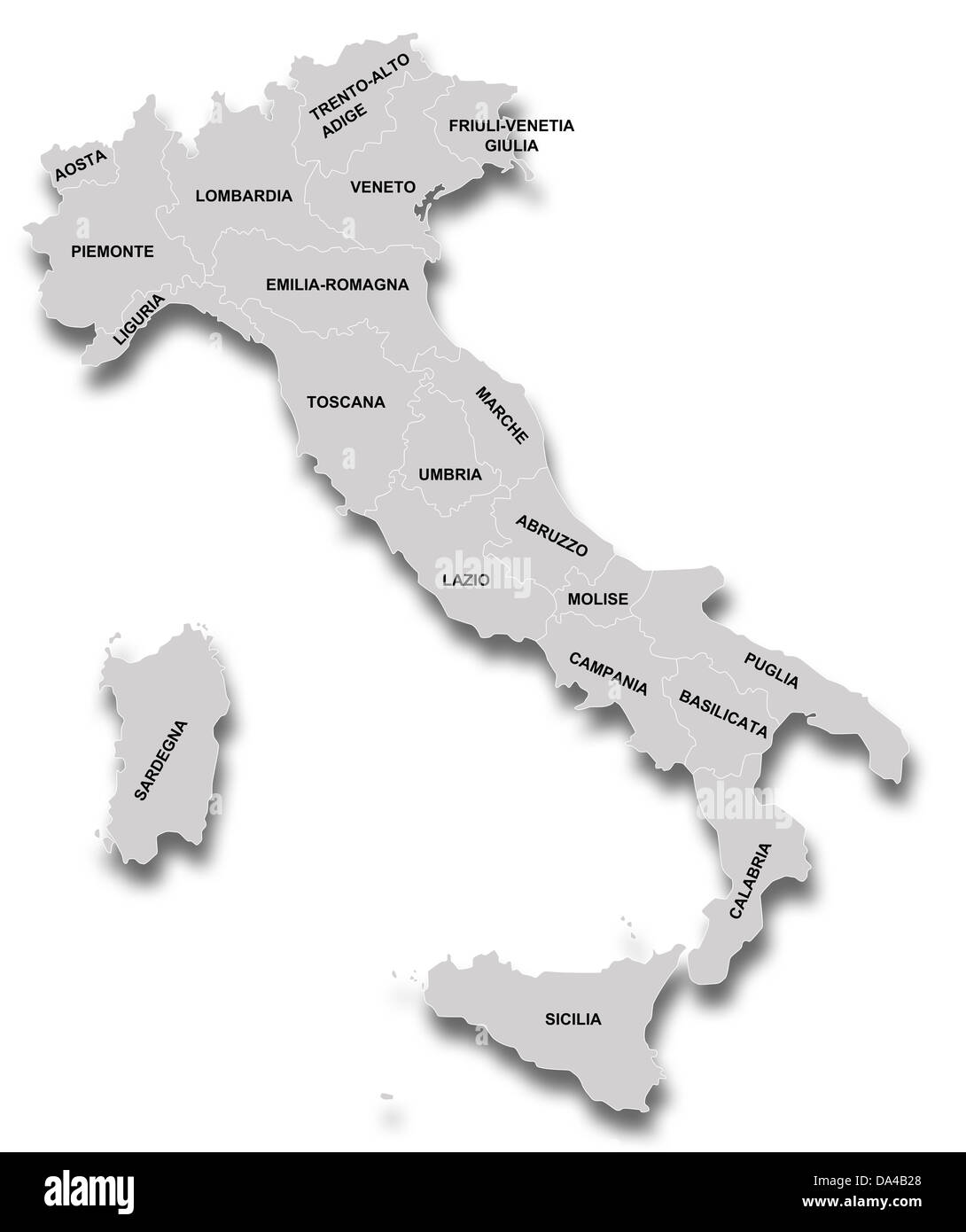 Carte de l’Italie Banque D'Images
