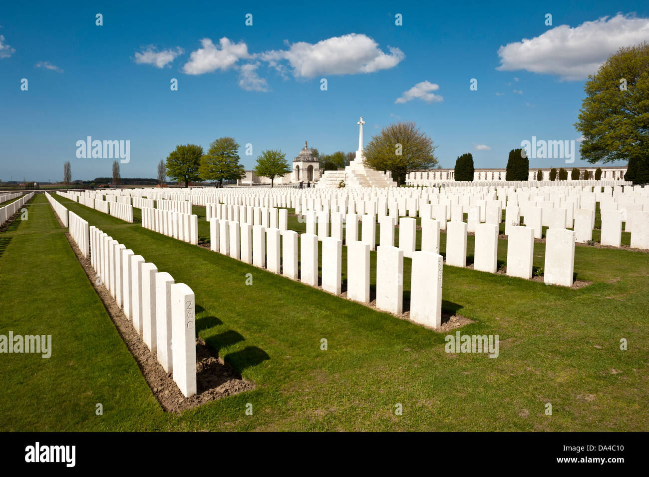 Tyne Cot, Cimetière des sépultures de guerre du Commonwealth, Ypres, Belgique. Banque D'Images