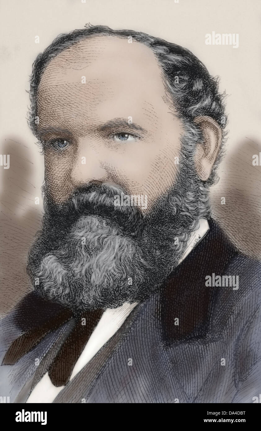 John Creswell (1828-1891). Homme politique américain. Dans la gravure Illustration espagnole et américaine, 1870. De couleur. Banque D'Images