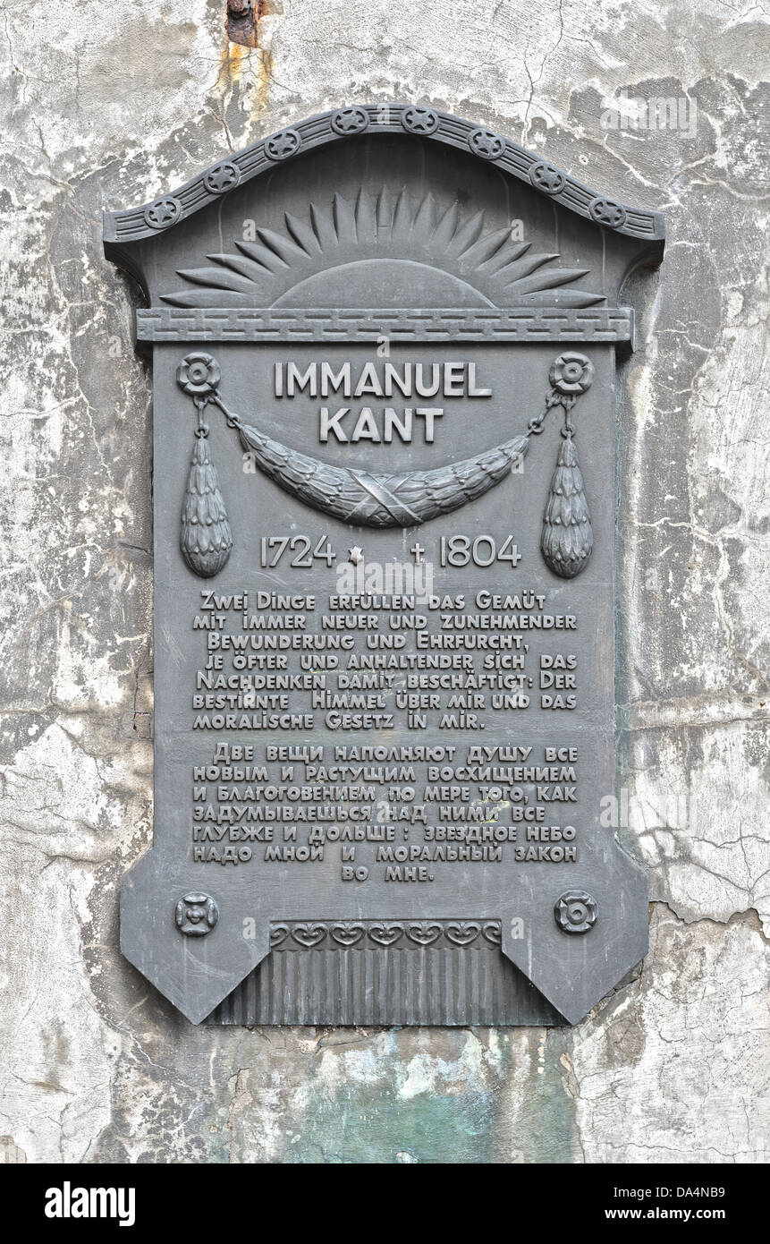 Une plaque en l'honneur du philosophe allemand Emmanuel Kant. Kaliningrad Banque D'Images