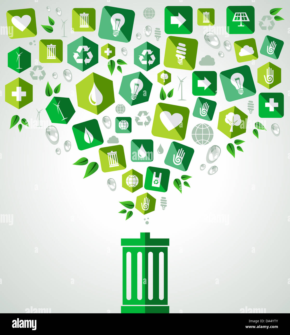 Icône verte splash sur poubelle eco friendly. Couches de fichier vectoriel pour une manipulation facile et coloris. Banque D'Images