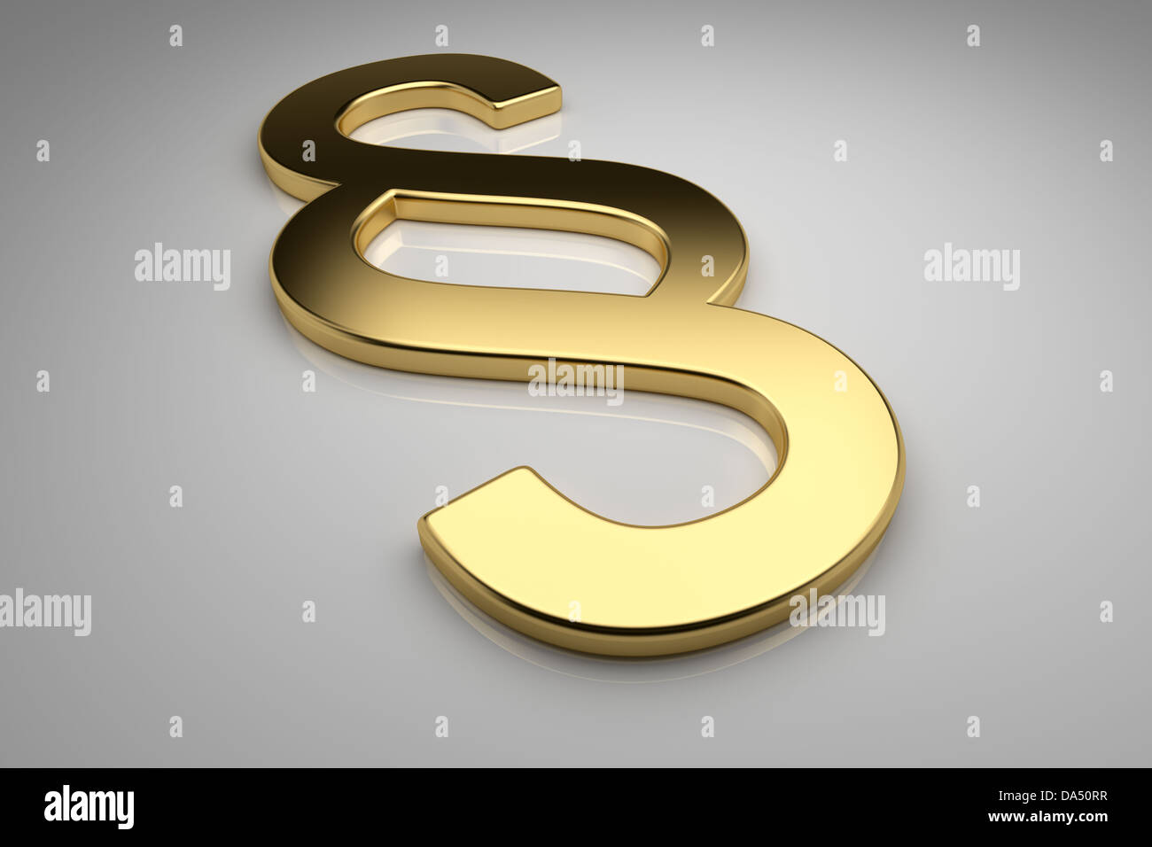 Paragraphe d'or signer sur fond gris, 3D render Banque D'Images