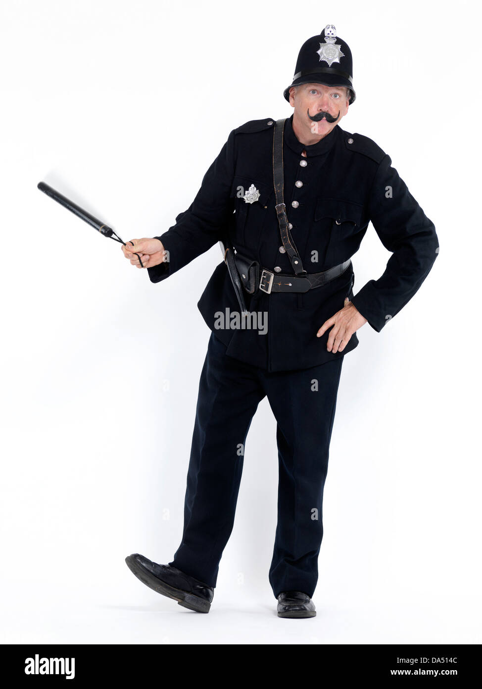 Caractère policier Vintage la rotation d'un baton, isolé sur fond blanc Banque D'Images