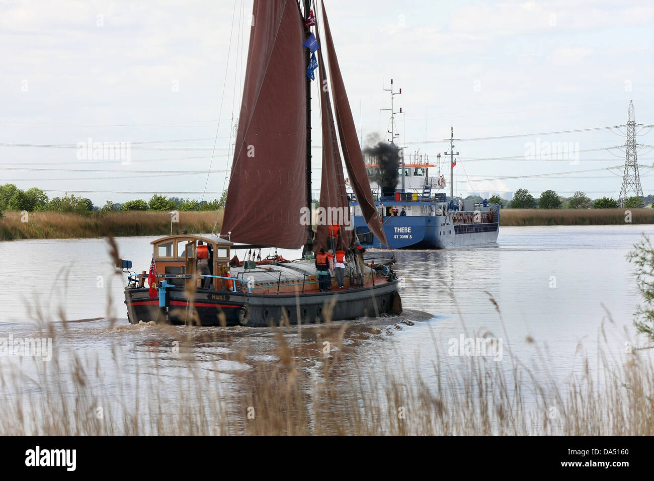 Voile de quille Humber barge sur la rivière Trent. Banque D'Images