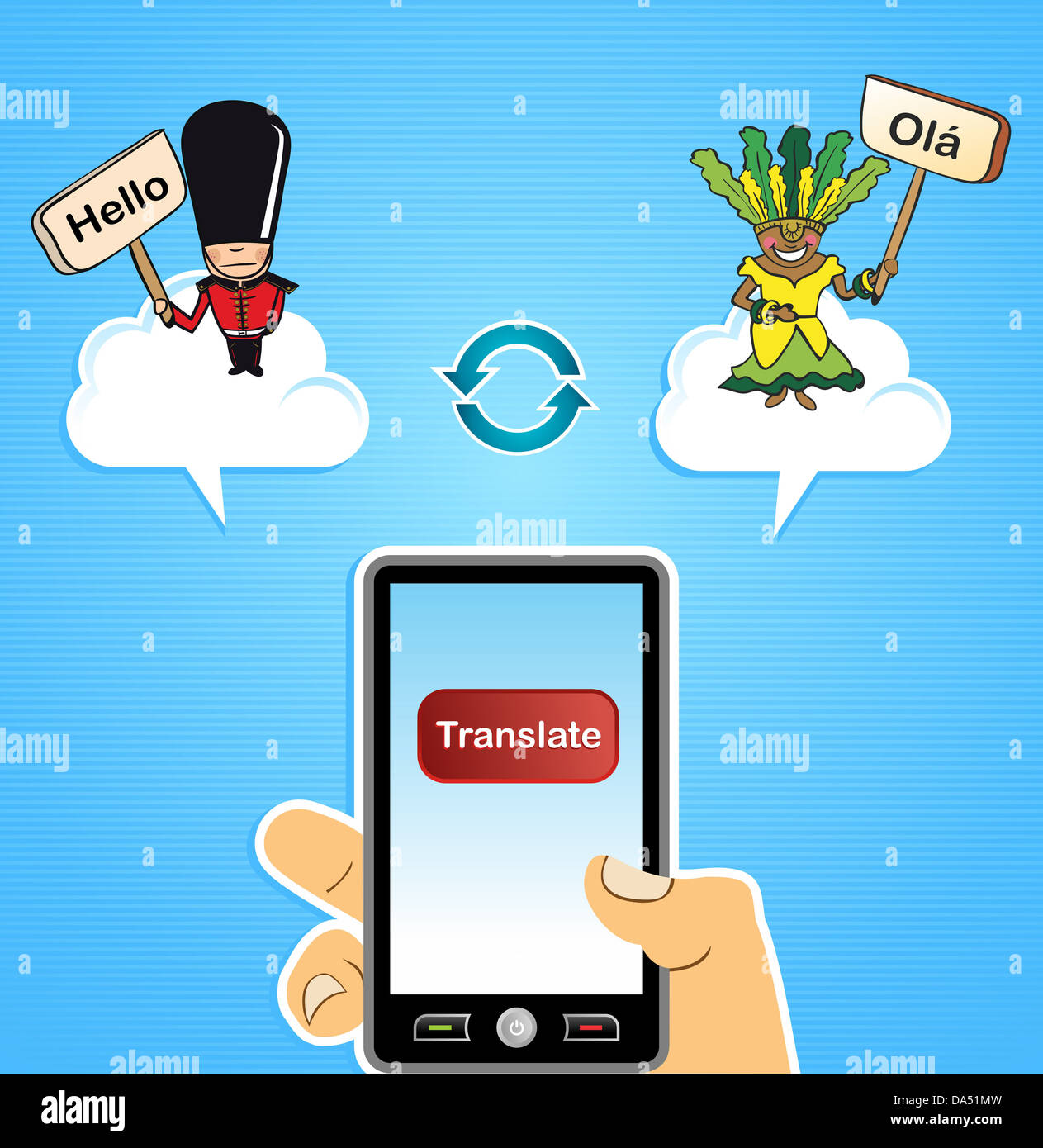 Global internet translate English Portuguese app concept arrière-plan. Couches d'illustration vectorielle pour faciliter les modifications. Banque D'Images