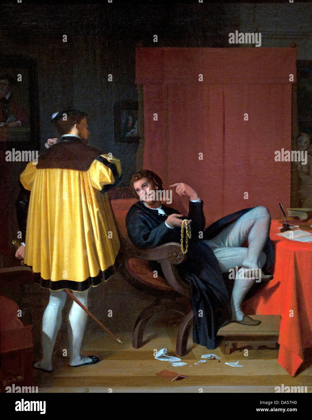 L'Arétin et l'envoyé de Charles Quint - Arétino et l'envoyé du roi Charles V en 1848 Jean Auguste Dominique Ingres France Banque D'Images