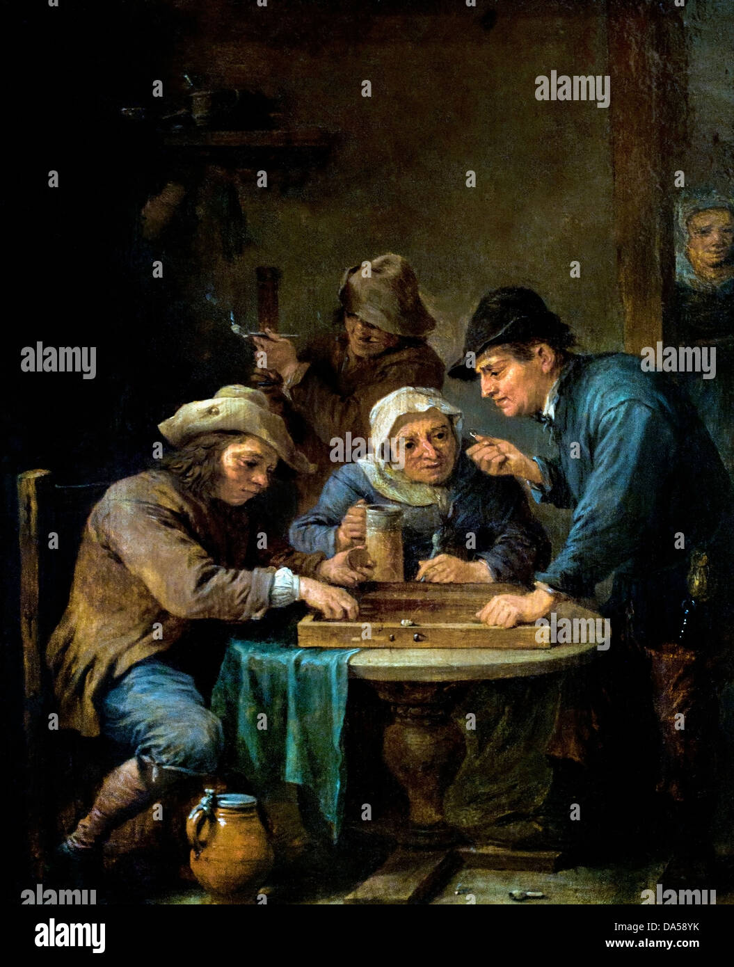 Les joueurs de backgammon par Peter David Teniers le Jeune belge Belgique 1610-1690 Banque D'Images
