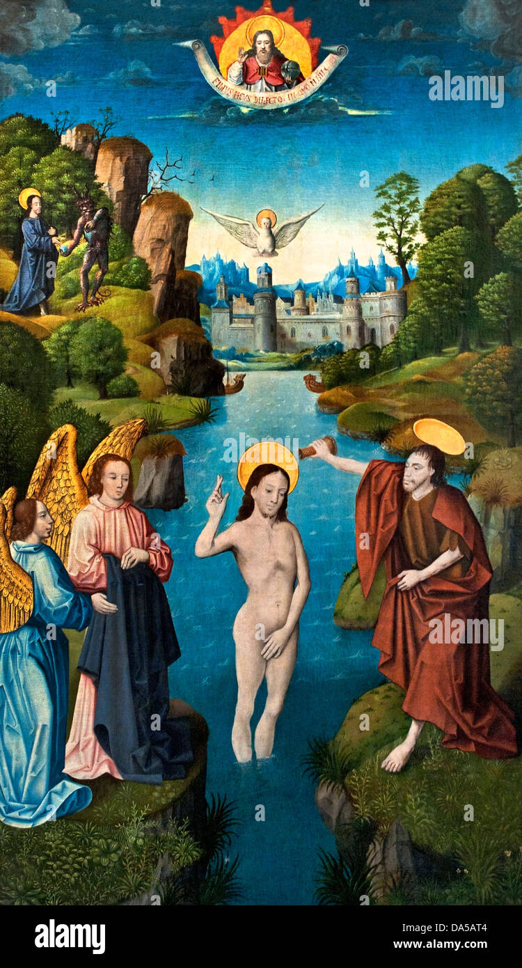 Le Baptême du Christ - le Baptême du Christ - Maitre du monogramme - Master du monogramme A.H 1500 Netherlands Dutch Banque D'Images