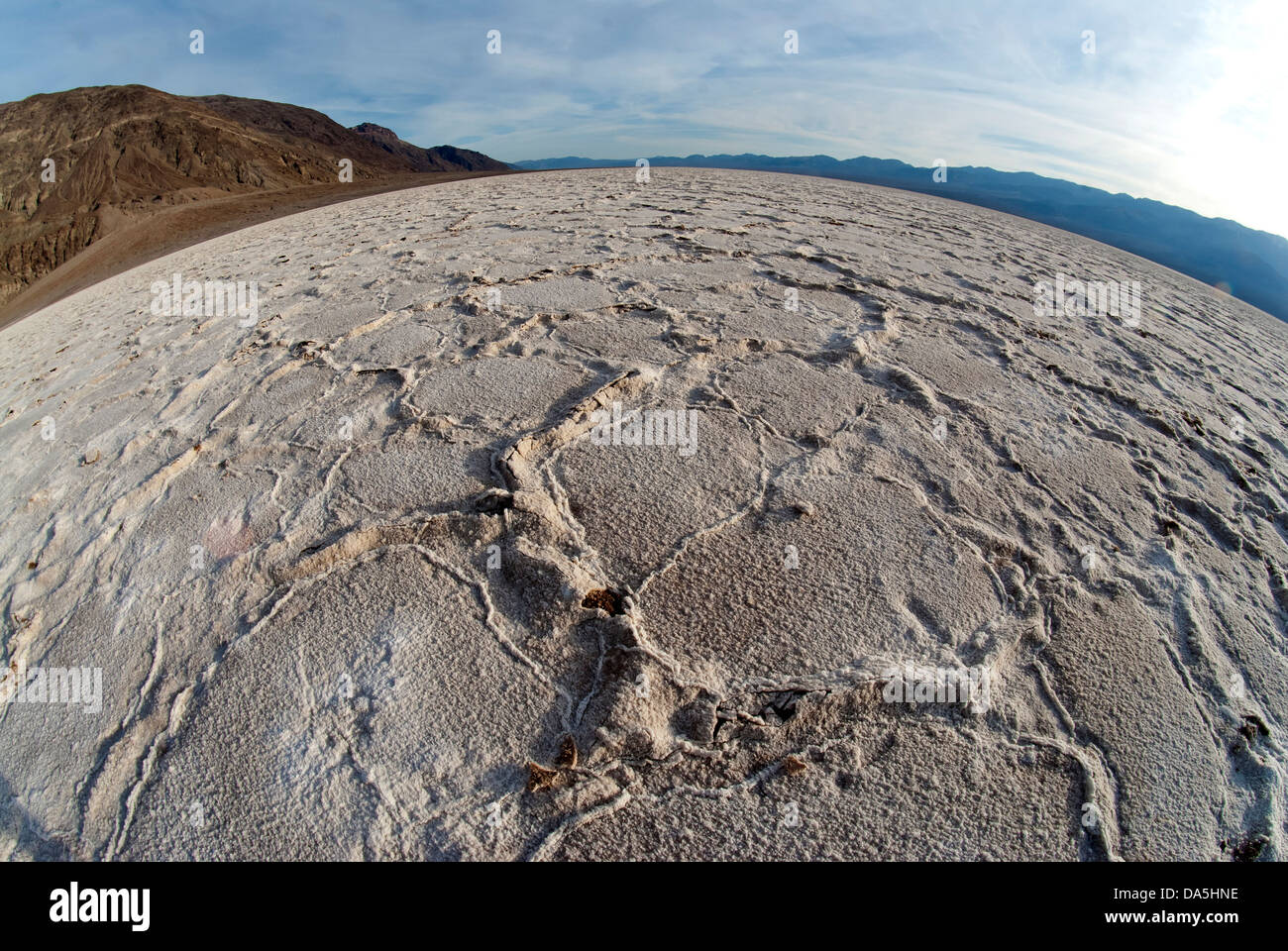 Salt Flats, badwater, le point le plus bas, USA, sel, paysage, California, USA, United States, Amérique, fisheye Banque D'Images