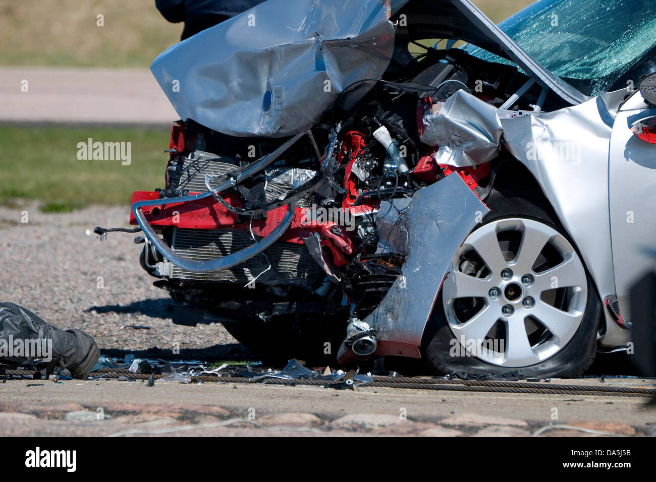 Crash test voiture dans accident grave Banque D'Images
