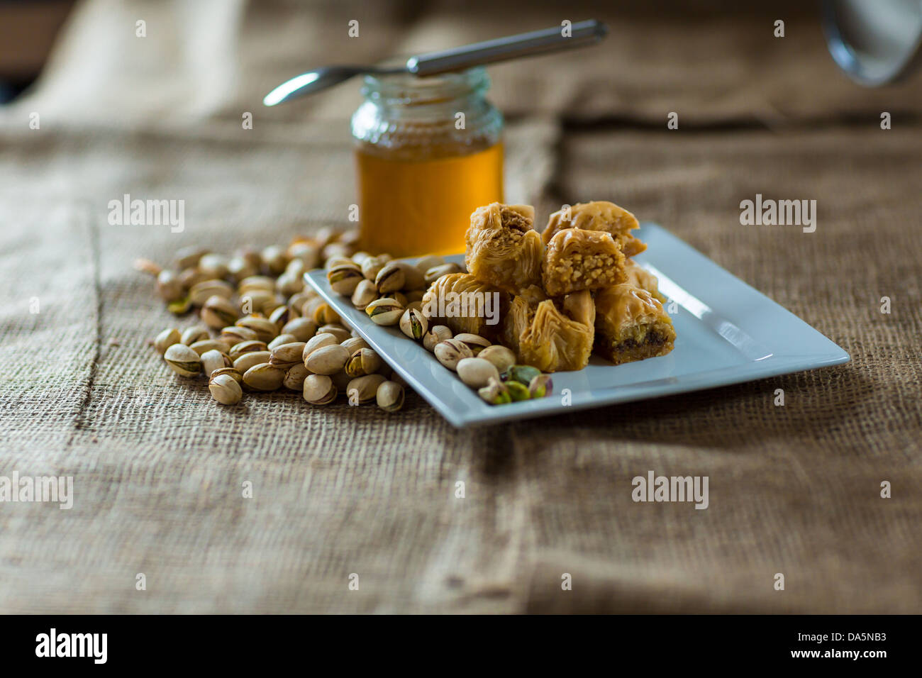 Baklawa baklava au miel et pistaches Banque D'Images
