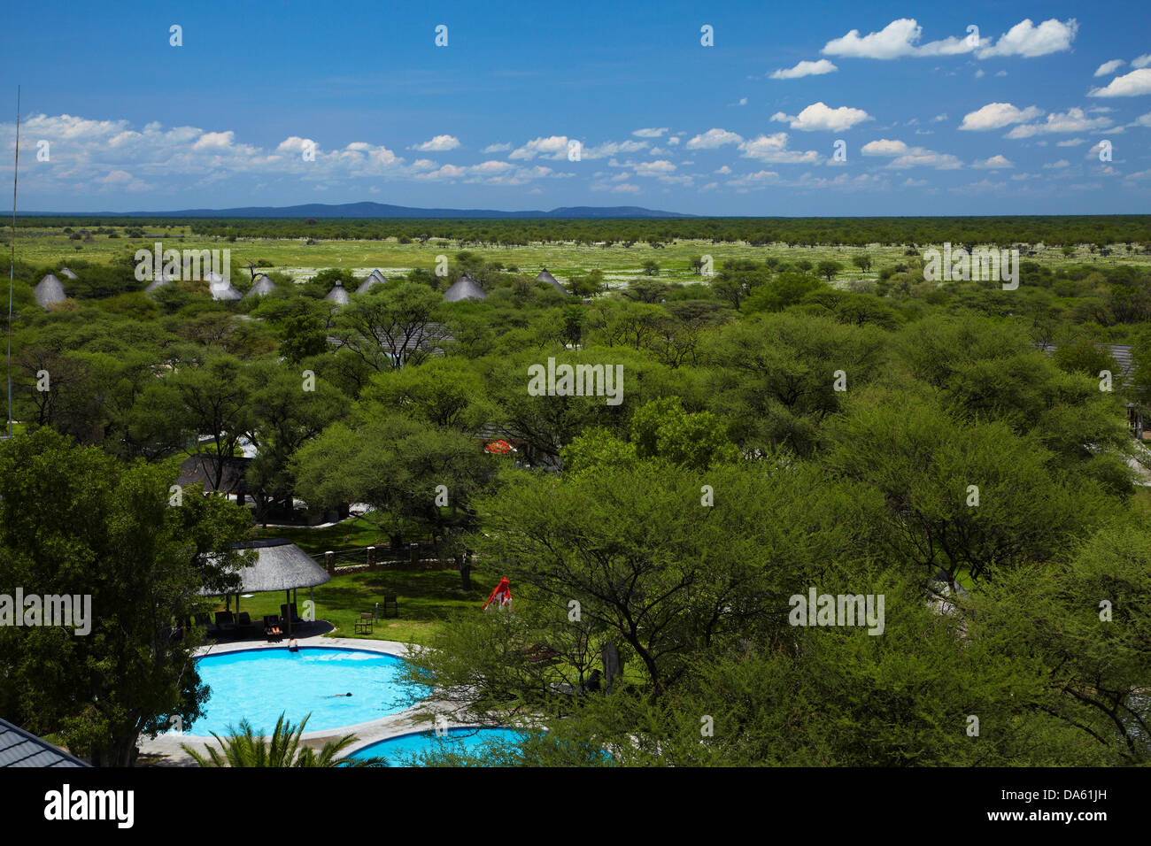 Piscine, Okaukuejo Rest Camp, Etosha National Park, Namibie, Afrique Banque D'Images