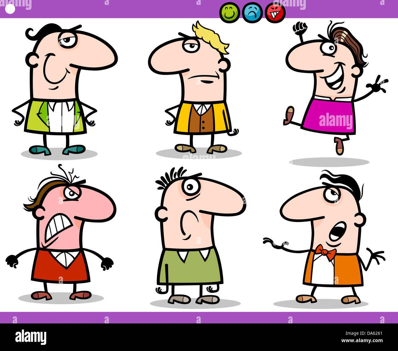Cartoon Illustration de Funny People les émotions ou les expressions Caractères Banque D'Images