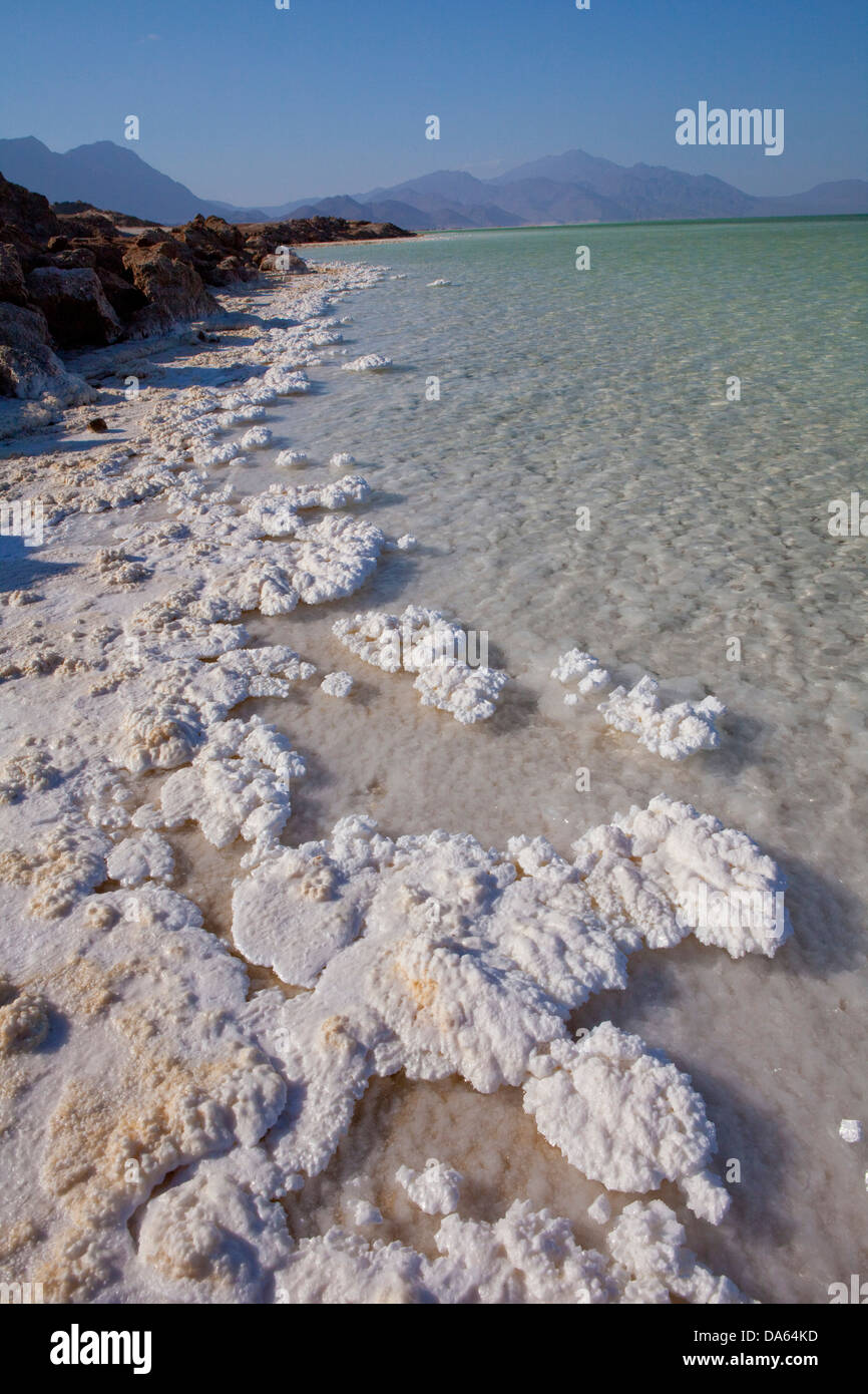 Lac, Assal, -155m, point le plus profond, l'Afrique, mountain, montagne, paysage, paysage, Djibouti, paysage, paysage, Banque D'Images