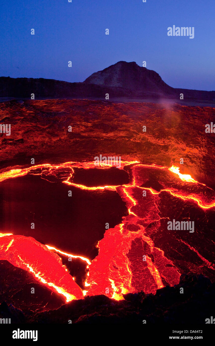 Glow, couver, lave, éruption, Ertale volcanical, volcan,, Afrique, montagne, montagnes, le feu, la nature, l'Éthiopie, Banque D'Images