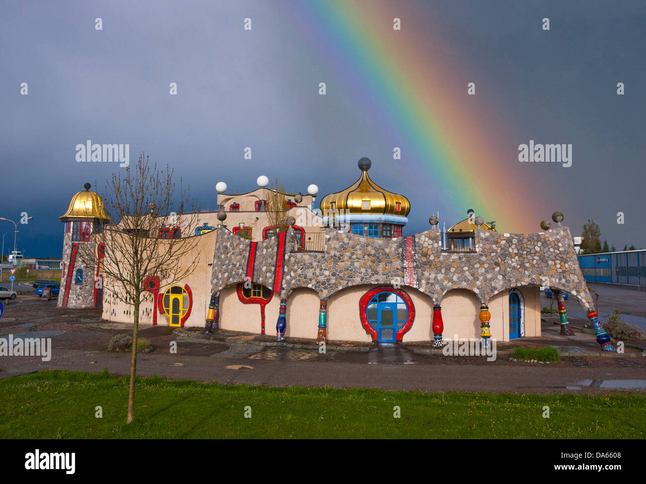 Hundertwasser, marché couvert, l'architecture, de la culture, canton, SG, Saint-Gall, Suisse, Europe, Altenrhein Banque D'Images