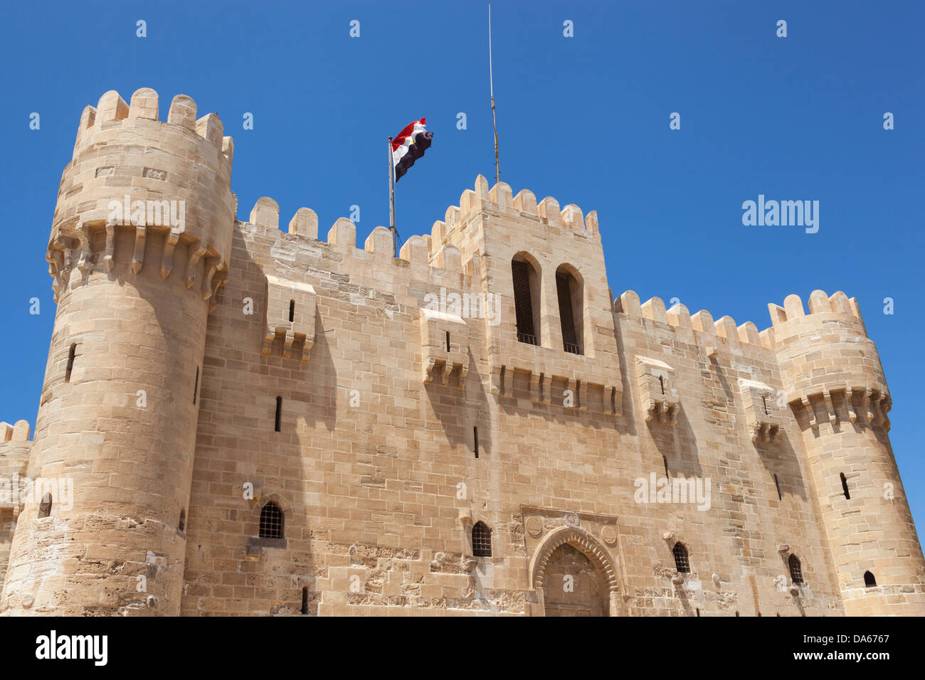 Citadelle de Qaitbay, aussi connu sous le nom de Fort de Qaitbay, Alexandria, Egypte Banque D'Images