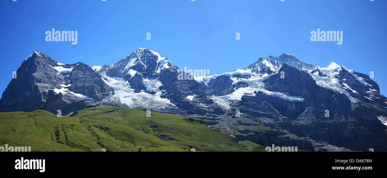 La Suisse, l'Europe, le Canton de Berne, Suisse, Alpes, Eiger, Mönch, Jungfrau, montagne, l'UNESCO, Patrimoine de l'Humanité, nature, voyage, loisirs Banque D'Images