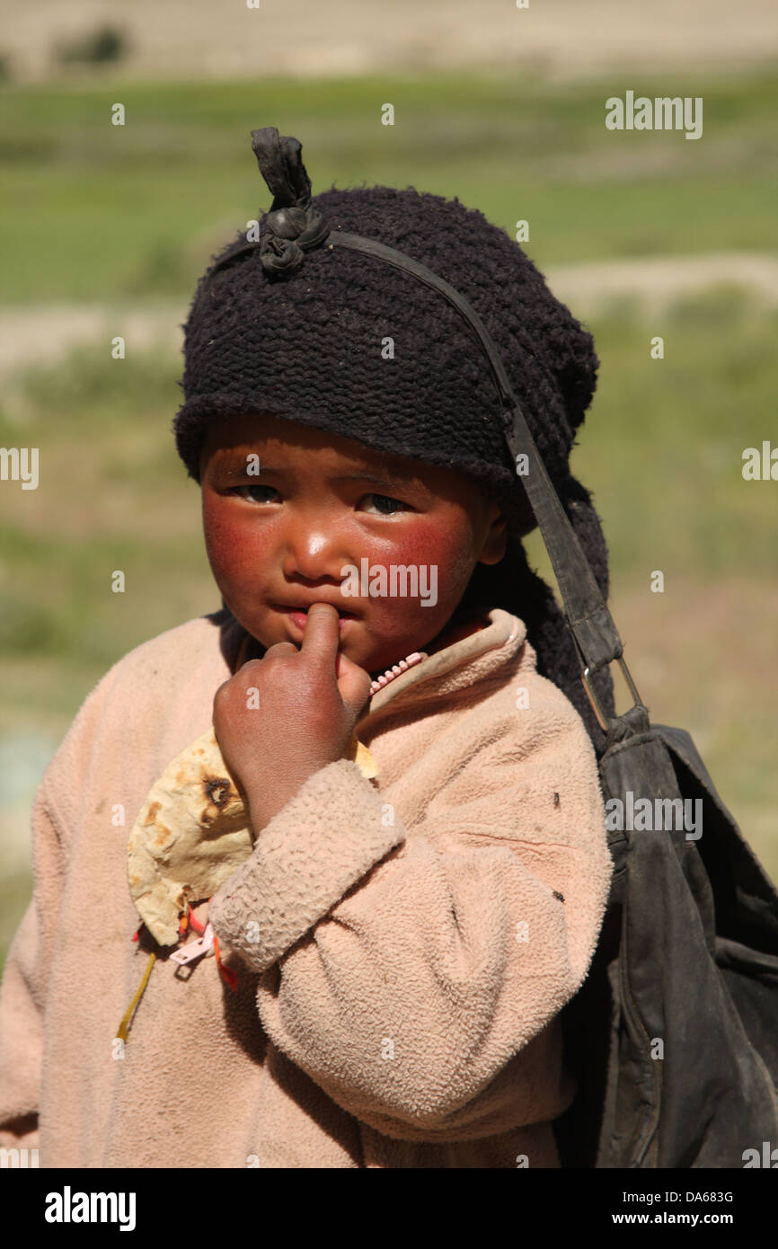 Peuples, personne, fille, enfant, portrait, Padum, Zanskar, vallée du Zanskar, du district de Kargil, Kargil, Jammu, Cachemire, Ladakh, Indi Banque D'Images