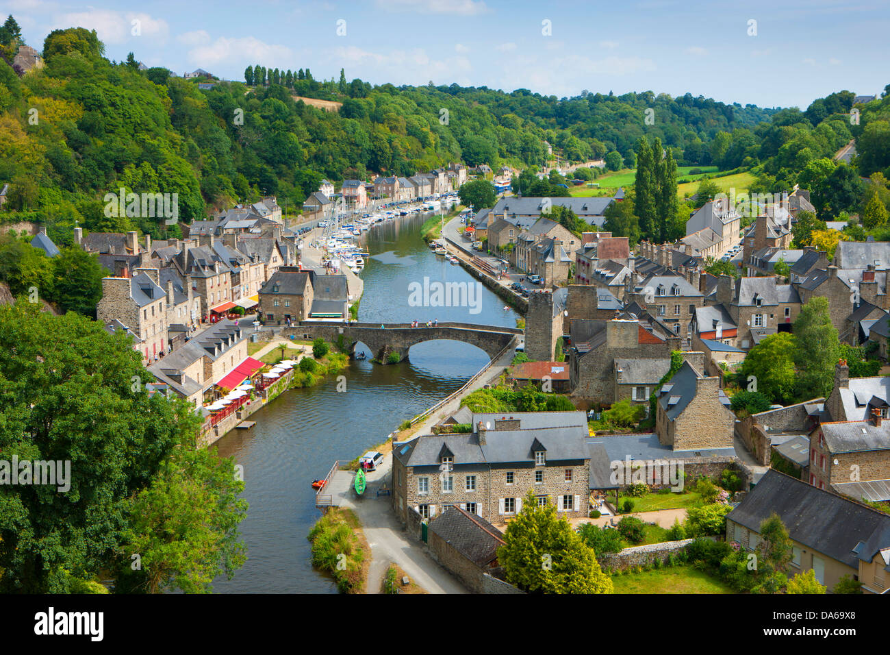 Dinan, France, Europe, Bretagne, ministère, Côte d'Armor, ville, ville, Vieille Ville, rivière Rance, Rance, médiévale, maisons, maisons, st Banque D'Images