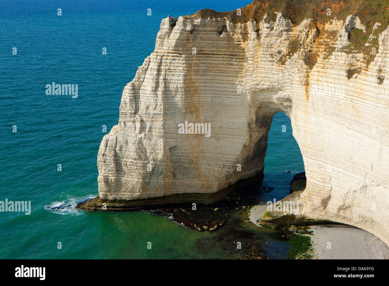 Etretat, France, Europe, Normandie, département Seine Maritime, mer, côte, raide, chalk rock, arc Banque D'Images