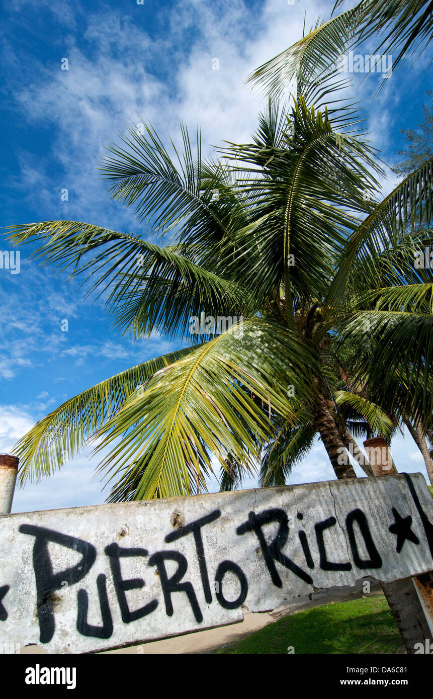 Puerto Rico, Caraïbes, Antilles, Antilles, Luquillo, palm beach, palm beach, plages de sable, plages de sable, plage, seashor Banque D'Images