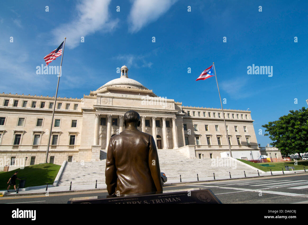 Puerto Rico, Caraïbes, Antilles, Antilles, Capitol, du gouvernement, de la construction, de la construction, de l'architecture, le parlement, statu Banque D'Images