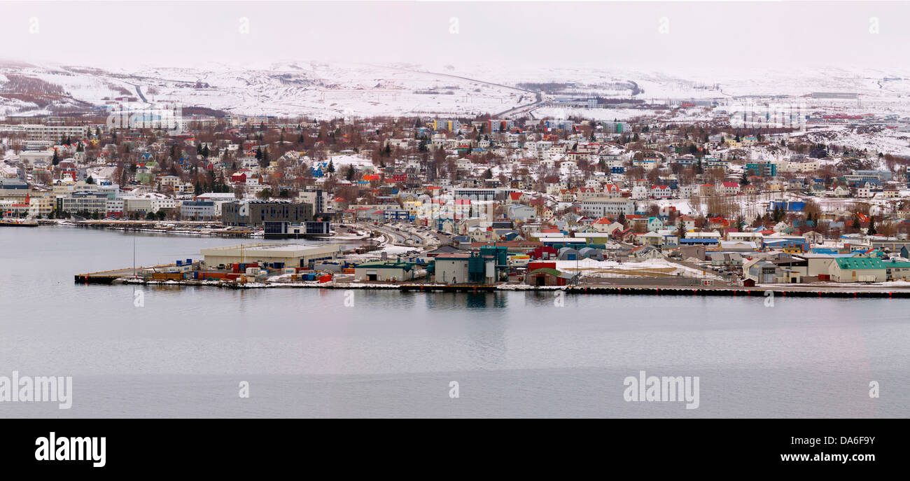 Vue panoramique de la ville d'Akureyri Banque D'Images