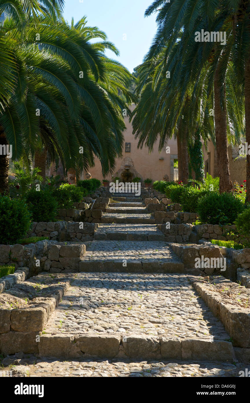 Escalier à l'Jardines de Alfabia Banque D'Images