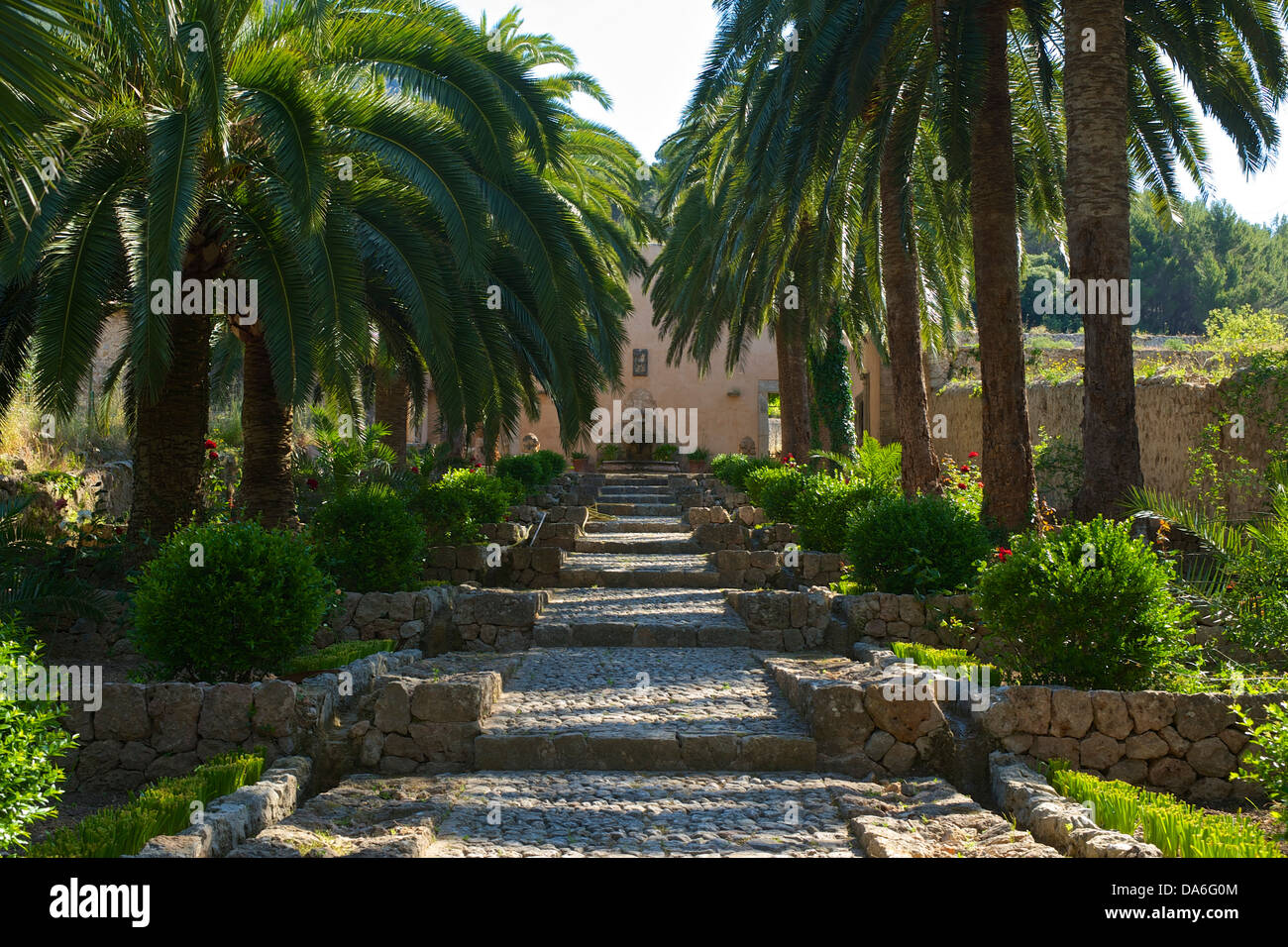 Escalier à l'Jardines de Alfabia Banque D'Images