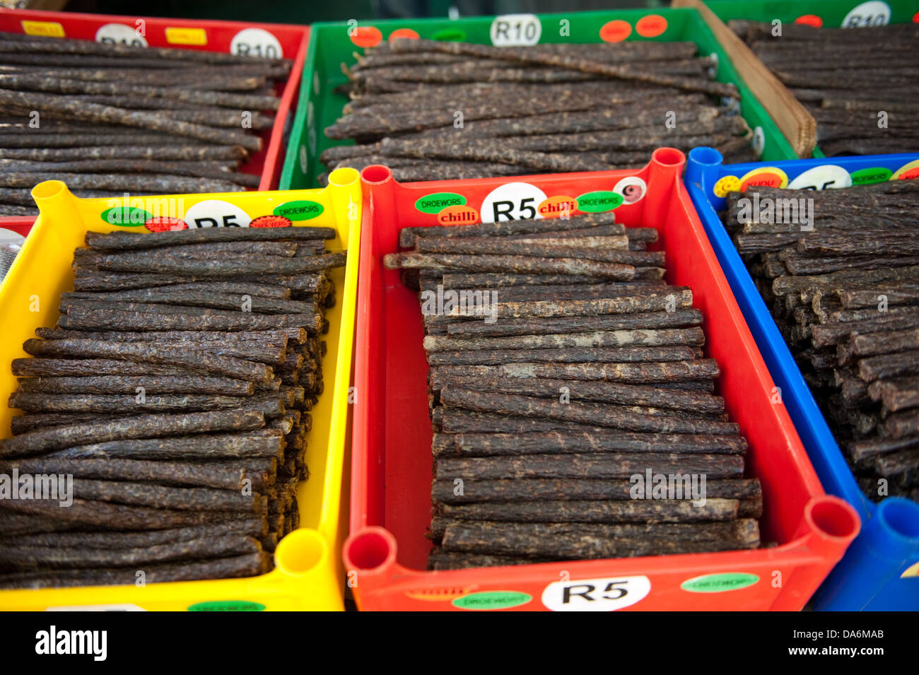 Wors sec, saucisson, de l'Afrique du Sud Le Cap, Afrique du Sud Banque D'Images