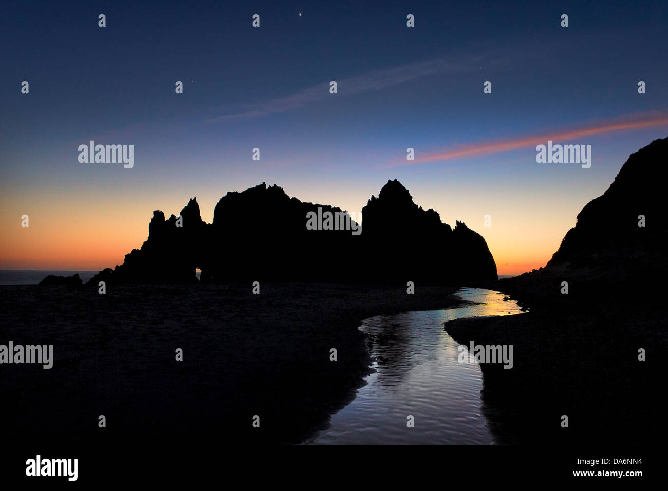 USA, United States, Amérique, Californie, le Pacifique, l'océan, les rochers, Coucher de soleil, voir, paysage Banque D'Images