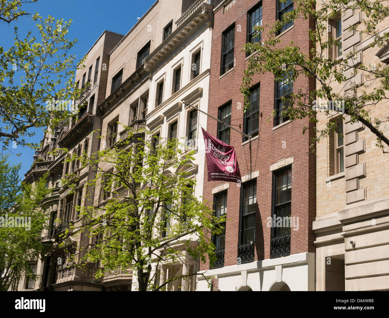 East 78th Street avec l'école Rudolf Steiner, NYC Banque D'Images