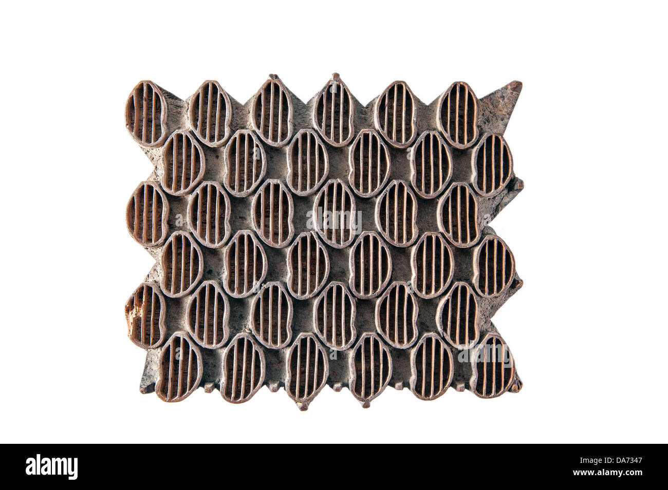 Appareil en bois ancienne pour le tissu et l'impression de timbres Banque D'Images