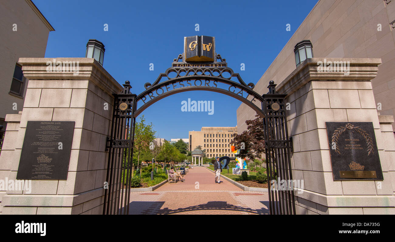 WASHINGTON, DC, USA - George Washington University Professeurs Gate. Banque D'Images