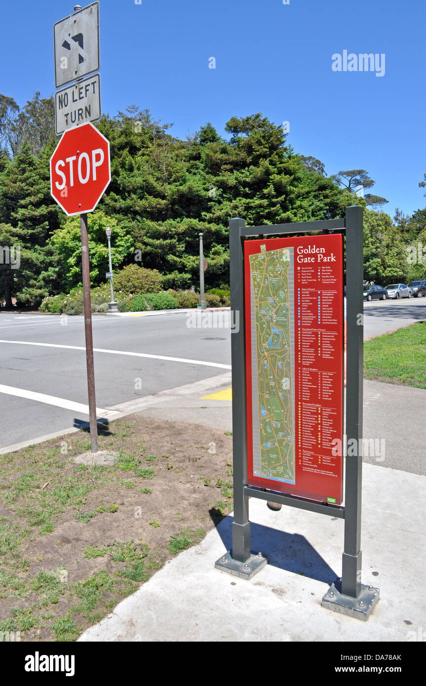 Golden Gate Park map connexion San Francisco Californie US Banque D'Images